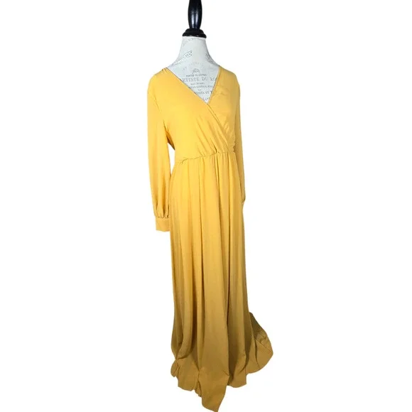 Baltic Born | Dresses | Baltic Born Maxi Dress Womens Xl Yellow Lydia Faux  Wrap Flowy Gown Belted Boho | Poshmark